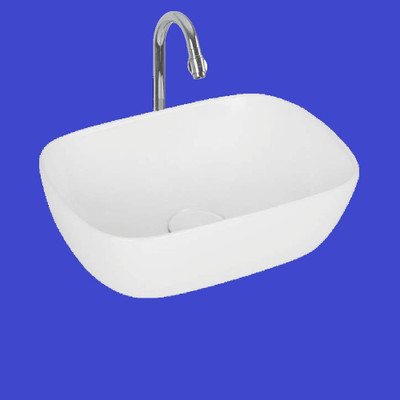 Vardhman Ceramics Table top Over or Above Counter Top Small Wash Basin for Bathroom 14 x 10 x 4.5 Inch Table Top Basin(White)