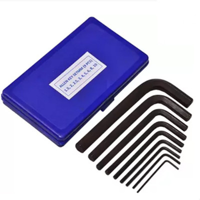 Shri Diamond AK412/ E-412 Steel Metric Allen Key Set (Black Anti-Rust Coating, Box Packing, Pack of 9 pcs) Allen Key Set