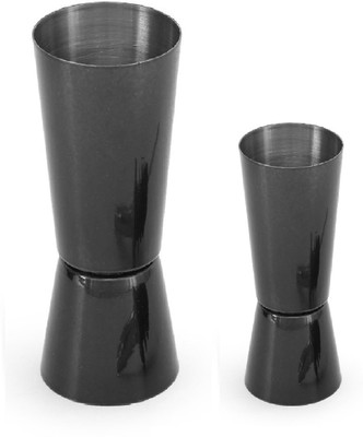 Dynore Dynore Stainless Steel Tall Peg Measure Set Of 30/60, 20/40 ml Black 2 - Piece Bar Set(Steel)