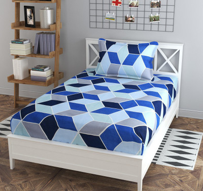 COZYCRADLE 180 TC Cotton Single Abstract Flat Bedsheet(Pack of 1, Design 1)
