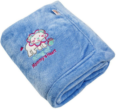 NAMAN Solid Single Hooded Baby Blanket for  AC Room(Polyester, Blue)