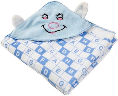 NAMAN Printed Single Hooded Baby Blanket for  AC Room(Polyester, Blue)