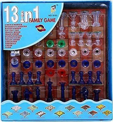 Tazs Chess Board Family Game,13 in 1 Magnetic Ludo Chess Snacks and LADDERS Set Board Game Accessories