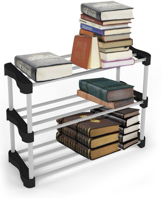 Trendy Cady Multipurpose Foldable Cabinet Organiser 3 Shelves, Black Metal Stand Metal Open Book Shelf(Finish Color - Black, DIY(Do-It-Yourself))
