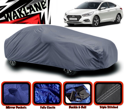 WAKLANE Car Cover For Hyundai Fluidic Verna (With Mirror Pockets)(Grey)