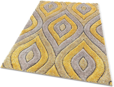 SR Handloom Yellow Polyester Carpet(9 ft,  X 6 ft, Rectangle)