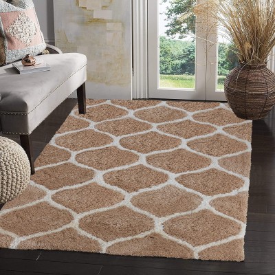 SR Handloom Beige Polyester Carpet(2 ft,  X 6 ft, Rectangle)