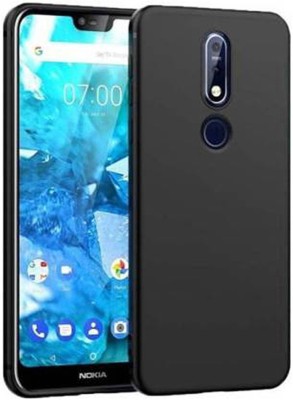 FONECASE Back Cover for Nokia 7.1, Plain, Case, Cover(Black, Camera Bump Protector, Silicon, Pack of: 1)