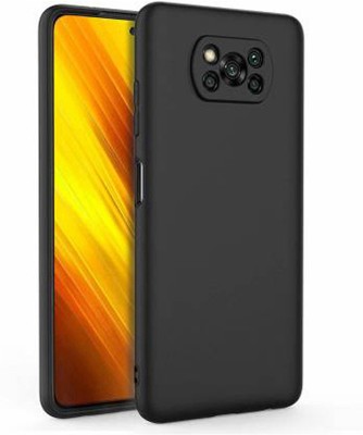 Stunny Back Cover for Poco X3 Pro, Plain, Case, Cover(Black, Camera Bump Protector, Silicon, Pack of: 1)