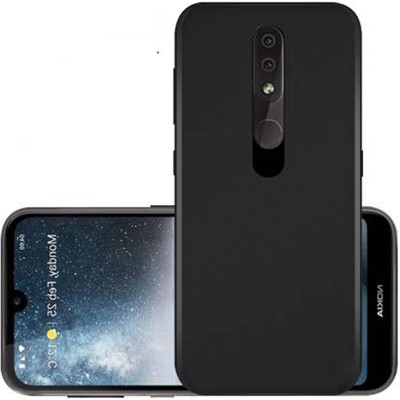 FONECASE Back Cover for Nokia 4.2, Plain, Case, Cover(Black, Camera Bump Protector, Silicon, Pack of: 1)
