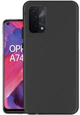 FONECASE Back Cover for Oppo A74 (5G), Plain, Case, Cover(Black, Camera Bump Protector, Silicon, Pack of: 1)
