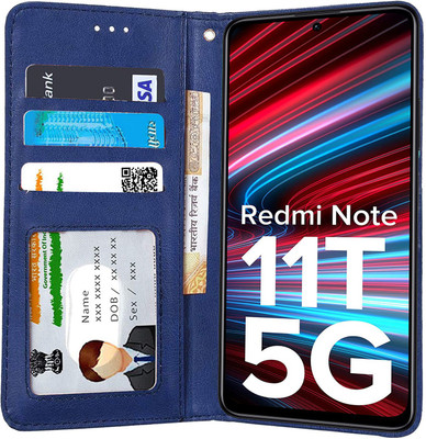 Unistuff Flip Cover for Mi Redmi Note 11T 5G, Redmi Note 11T 5G, Poco M4 Pro 5G(Blue, Dual Protection, Pack of: 1)