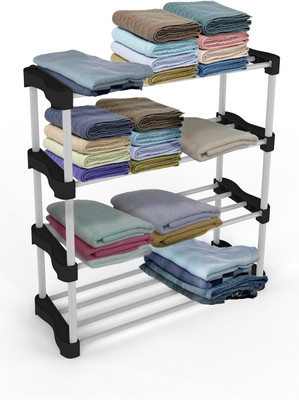 TNT The Next Trend Metal Collapsible Shoe Stand(Black Silver, 4 Shelves, DIY(Do-It-Yourself))