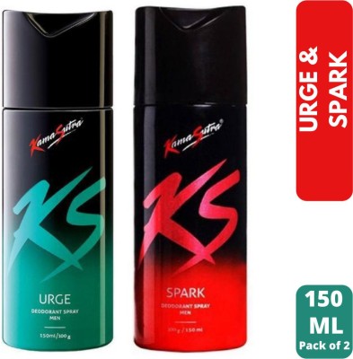 Kamasutra Spark and Urge Deodornt Spray 150ml Each (Pack of 2) Deodorant Spray  -  For Men & Women(300 ml, Pack of 2)