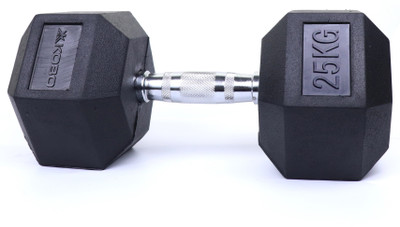 KOBO HOME GYM EXERCISE 25 KG X 2 (Total 50 KG) CARDIO TRAINING FITNESS HEX RUBBER Fixed Weight Dumbbell(50 kg)
