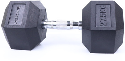 KOBO HOME GYM EXERCISE 27.5 KG X 2 (Total 55 KG) CARDIO TRAINING FITNESS HEX RUBBER Fixed Weight Dumbbell(55 kg)