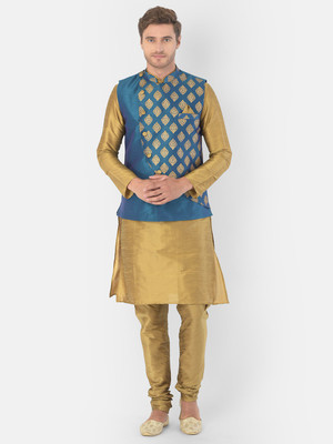 DEYANN Men Kurta Churidar Ethnic Jacket Set