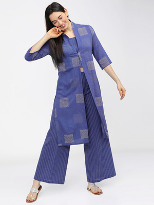 Vishudh Women Kurta Palazzo Ethnic Jacket Set
