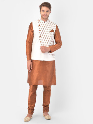 DEYANN Men Kurta Churidar Ethnic Jacket Set