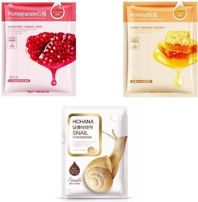 Hchana https://i.postimg.cc/8PMzy6P9/SNAIL-FACE-MASK-SHEET-WITH-PACK-OF-2-POMIGRANATE-HONEY.jpg(90 g)