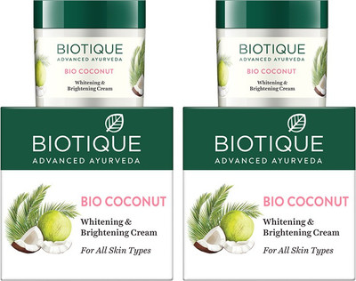 BIOTIQUE Bio Coconut Whitening and Brightening Cream for All Skin Types, 50g (Pack of 2) (100 ml)