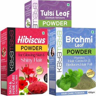 Kayamaya Organic Hibiscus + Brahmi + Tulsi Natural Powder - Combo Pack(300 g)