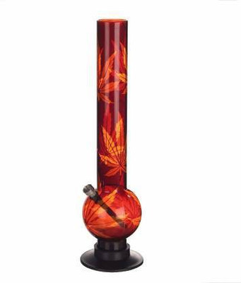 HEYDAY ENTERPRISES 16 inch Bong with Water and ice Pipe Leaf Print 5 cm Diameter Plastic Outside Fitting Hookah Mouth Tip(Multicolor)