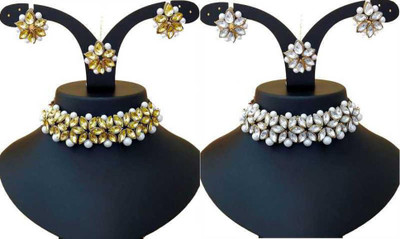 MALUK SHRINGAR Brass Gold, White Jewellery Set(Pack of 1)