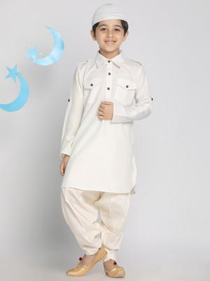 VASTRAMAY Boys Casual, Festive & Party Pathani Suit Set(White Pack of 1)