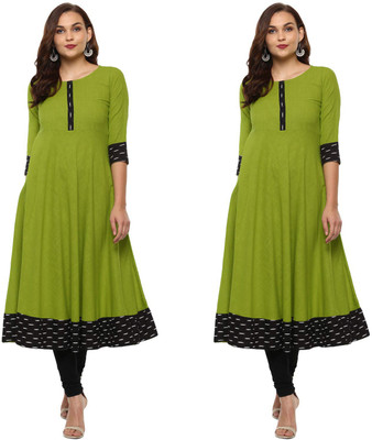 NATEK Women Printed Anarkali Kurta(Light Green)