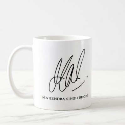 TheWhoop MAHENDRA SINGH DHONI Signature Design Ceramic/Cup ( 350 ml) Ceramic Coffee Mug(325)