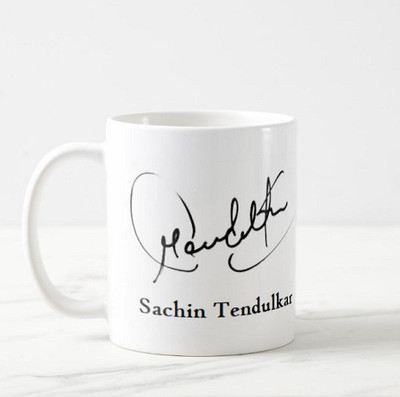 TheWhoop SACHIN TENDULKAR Signature Design Ceramic/Cup ( 350 ml) Ceramic Coffee Mug(325)