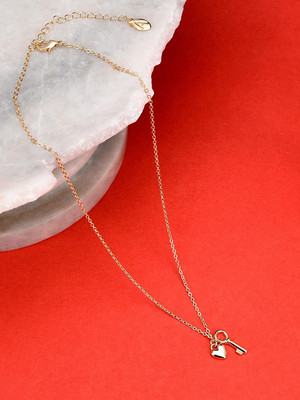 ACCESSORIZE LONDON Heart And Key Pendant Necklace Metal Necklace