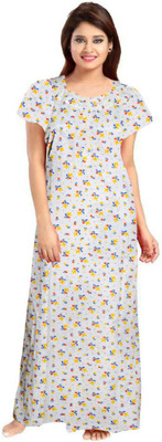 SHOPIFY Women Nighty(White)