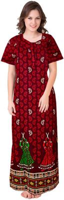 SHOPIFY Women Nighty(Maroon)
