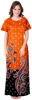 A N Enterprises Women Nighty(Orange)