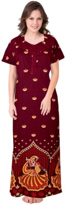 A N Enterprises Women Nighty(Maroon)