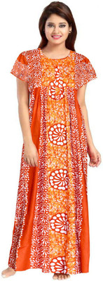 AAKARSHANA CREATION Women Maternity/Nursing Nighty(Orange)