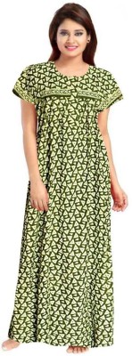 A N Enterprises Women Nighty(Green)