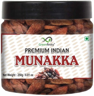 Greenfinity Premium India Munakka | Raisins with Seeds | Large Munakka | Export Quality | Grade - Jumbo Size - 250g Raisins(250 g)