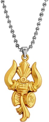 Shiv Jagdamba Lord Shiv Trishul Damaru Gold Plated Pendant Sterling Silver Brass, Stainless Steel Pendant