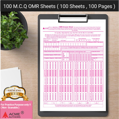 Acme Authors OMR Practice Sheets For Competitive Exams – 100 MCQ’s ,78 GSM A4 Size Premium Paper, 200 Sheets/200 Pages (For NEET JEE UPSC MPSC GATE JNV PSC RPSC TNPSC Etc)(Paperback, P.V.THORAT)