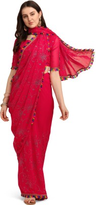 Bhavyam Embellished Bollywood Georgette Saree(Pink)