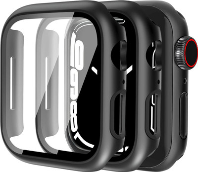 Maxpro Edge To Edge Tempered Glass for Apple iWatch 45mm Case Series 7,SE,6,5,4,3,2,1 Screen Protector, High Sensitive Tempered Glass and PC Protective Cover(Pack of 2)
