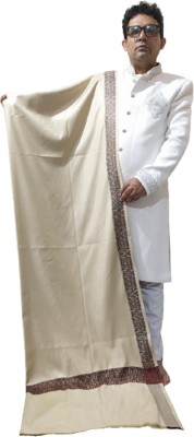 KASHMIR HANDLOOM Cashmere Solid Men Shawl(Beige)