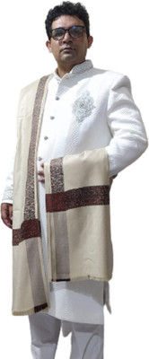 KASHMIR HANDLOOM Cashmere Woven Men Shawl(Beige)