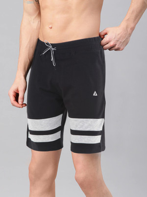 AVOLT Striped Men Black Regular Shorts