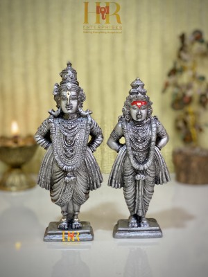 hr enterprises (VR 70B A.Silver)Vitthal Rukmini Statue,Vitthal Rukmani Stand,God Vitthal Rukmai Decorative Showpiece  -  15 cm(Polyresin, Steel)