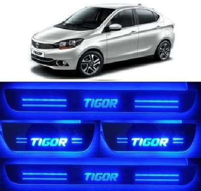 AUTO MOTO Royal Blue Black Beauty Base Led Illuminated Door Sill Plates led Footsteps Scuff Plates Compatible for Tata Tigor All Models All Models Set of 4-pcs Door Sill Plate