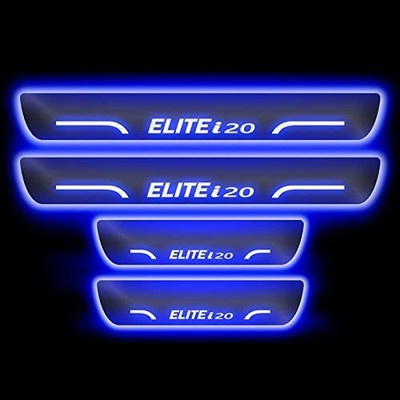 AUTO MOTO Royal Blue Black Beauty Base Led Illuminated Door Sill Plates led Footsteps Scuff Plates Compatible for Hyundai I-20 Elite All Models All Models Set of 4-pcs Door Sill Plate